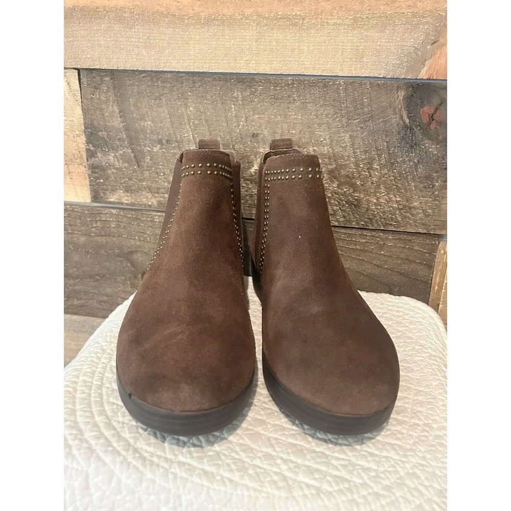 Fit Flop SuperChelsea Suede Studded Ankle Boots Brown Sz 9 Women's‎